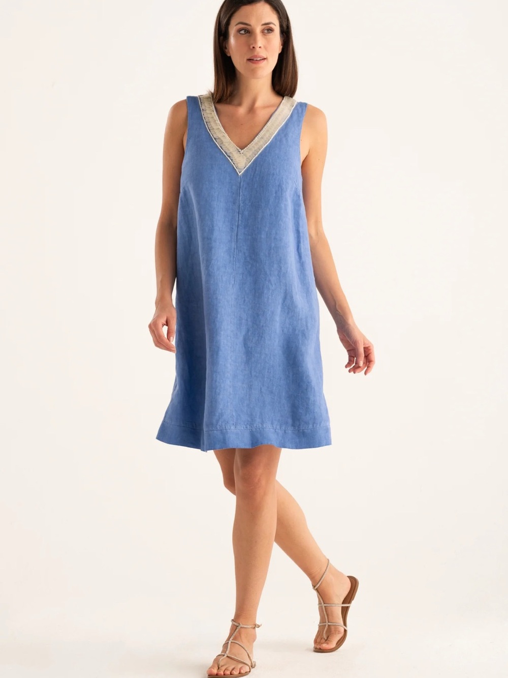 Absolutely stunning  new 💯 %linen hight quality brand name made in Italy dress L